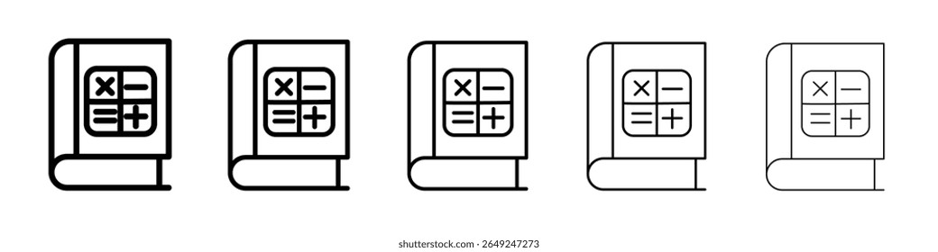 maths book icon thin line outline set or collection