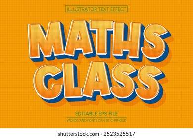 Maths class cartoon style editable 3d text effect premium vector. Vector illustration