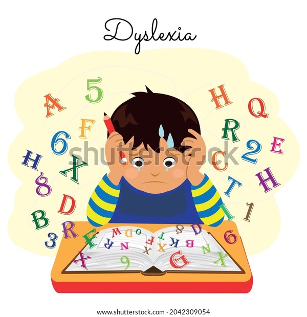 Maths\
dyslexia vector, Childhood Stress,\
illustration,