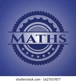 Maths emblem with jean texture. Vector Illustration. Detailed.
