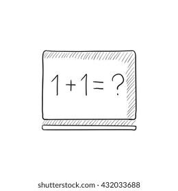 Maths example written on blackboard vector sketch icon isolated on background. Hand drawn Maths example on blackboard icon. Maths example on blackboard sketch icon for infographic, website or app.