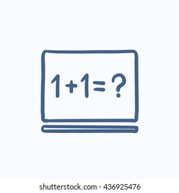 Maths example written on blackboard vector sketch icon isolated on background. Hand drawn Maths example on blackboard icon. Maths example on blackboard sketch icon for infographic, website or app.