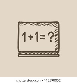 Maths example written on blackboard vector sketch icon isolated on background. Hand drawn Maths example on blackboard icon. Maths example on blackboard sketch icon for infographic, website or app.