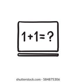 Maths example written on blackboard vector sketch icon isolated on background. Hand drawn Maths example on blackboard icon. Maths example on blackboard sketch icon for infographic, website or app.