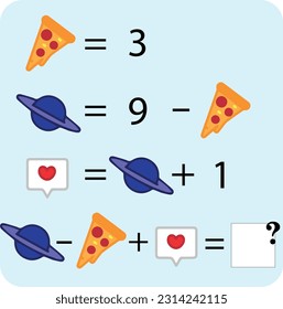 Maths game with pictures (geometric shapes) for children, easy level, education game for kids, preschool worksheet activity, task for the development of logical thinking, vector illustration