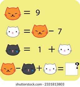 Maths game with pictures (geometric shapes) for children, easy level, education game for kids, preschool worksheet activity, task for the development of logical thinking, vector illustration