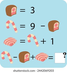 Maths game with pictures (geometric shapes) for children, easy level, education game for kids, preschool worksheet activity, task for the development of logical thinking, vector illustration