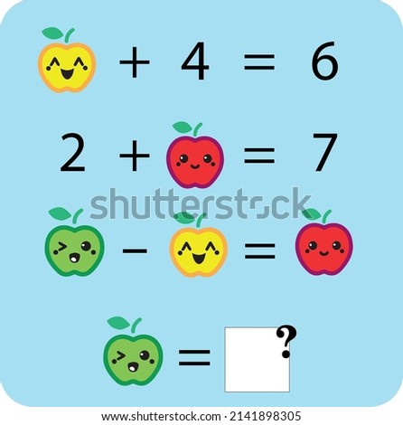 Maths game with pictures (geometric shapes) for children, easy level, education game for kids, preschool worksheet activity, task for the development of logical thinking, vector illustration