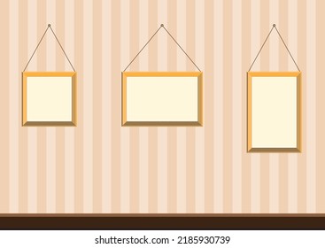 Maths. Geometry. Single point hanging square and rectangular picture frame design. Picture table. Vector, illustration, EPS 10.