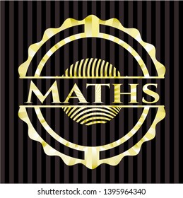 Maths gold badge or emblem. Vector Illustration. Detailed.
