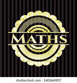 Maths gold badge or emblem. Vector Illustration. Detailed.