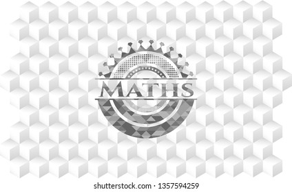 Maths grey emblem with cube white background