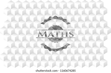 Maths grey emblem. Retro with geometric cube white background