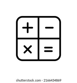 Maths Icon. Line Art Style Design Isolated On White Background