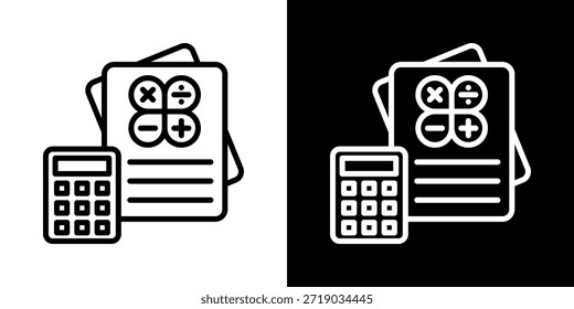 Ícone De Matemática Do Estilo Preto-E-Branco De Linha