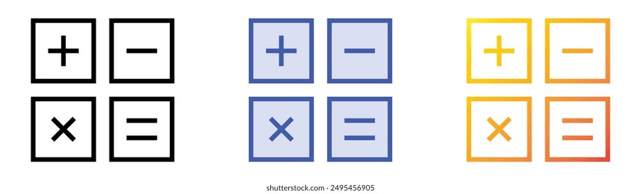 Mathematik-Symbol. Lineares, blaues Füllungs- und Verlaufsstil-Design auf weißem Hintergrund