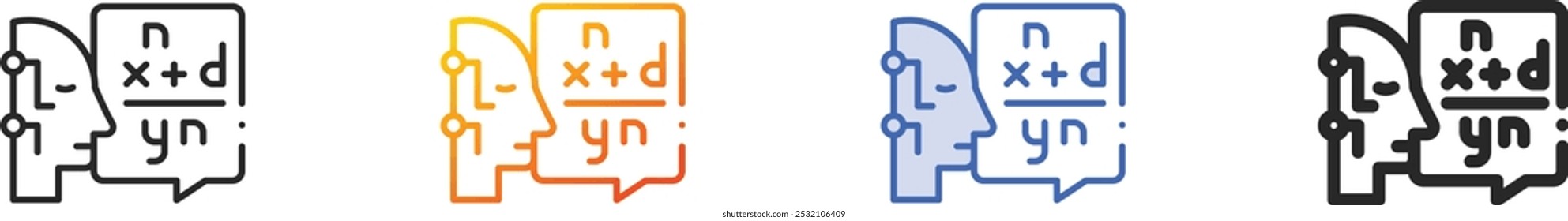 maths icon.Thin Linear, Gradient, Blue Stroke and bold Style Design Isolated On White Background