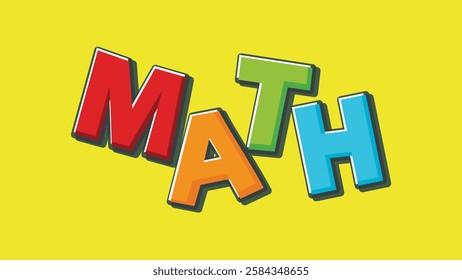 Maths mathematics name vector illustration 2d isolated on yellow bg background