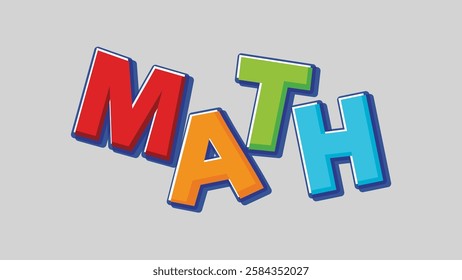 Maths mathematics name vector illustration 2d isolated on grey color bg background