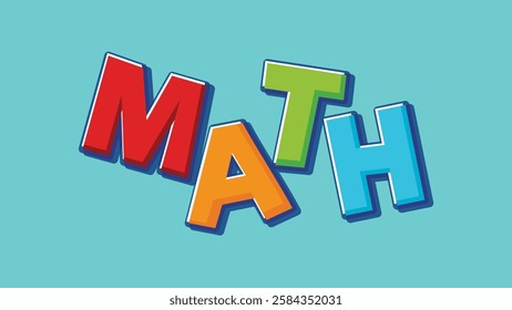 Maths mathematics name vector illustration 2d isolated on blue color bg background