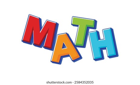 Maths mathematics name vector illustration 2d isolated on white bg background