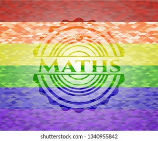 Maths on mosaic background with the colors of the LGBT flag