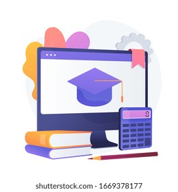 Maths online course. Economics university department, Internet classes, accounting lessons. Bookkeeping and mathematics textbooks digital archive. Vector isolated concept metaphor illustration.