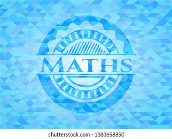 Maths realistic sky blue emblem. Mosaic background