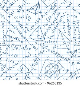 Maths seamless pattern. Tile for endless background. Swatch ready. And also includes EPS 8 vector