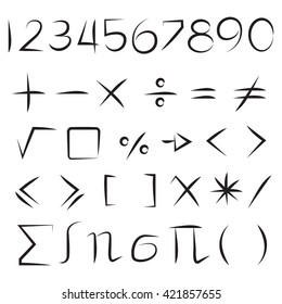 maths sign vector set, number