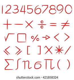 maths sign vector set, number