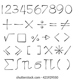 maths sign vector set, number