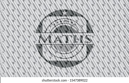 Maths silver color badge. Scales pattern. Vector Illustration. Detailed.