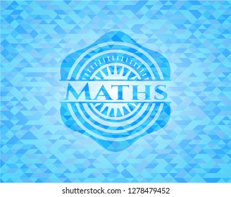 Maths sky blue emblem. Mosaic background