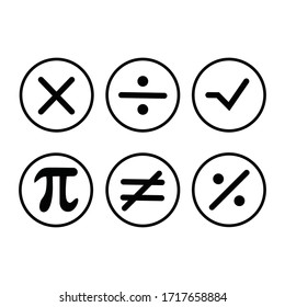 maths symbols icons, vector illustration.