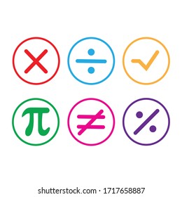 maths symbols icons, vector illustration.