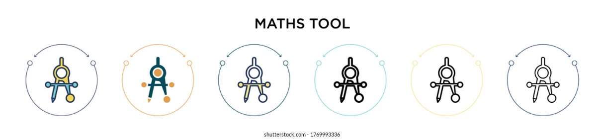 Maths tool icon in filled, thin line, outline and stroke style. Vector illustration of two colored and black maths tool vector icons designs can be used for mobile, ui, web