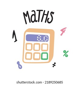 Maths Vector Flat Cartoon Illustration Calculator Stock Vector (Royalty ...