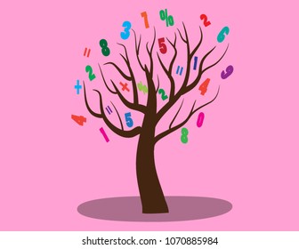 Maths vector graphic trendy numbers tree art vector iillustration.
