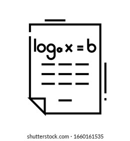 Maths work line icon, concept sign, outline vector illustration, linear symbol.