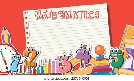 Math-themed Notebook Template with Vector Illustration illustration