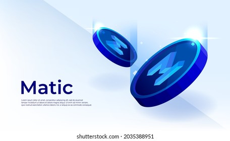 MATIC banner. MATIC coin cryptocurrency concept banner background.