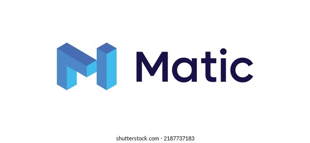 Matic Network cryptocurrency Matic token, Cryptocurrency logo on isolated background with text. Matic is the native token of polygon.