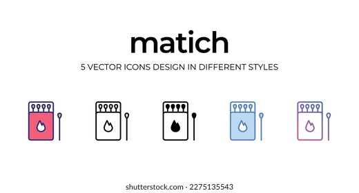 matich Icon Design in Five style with Editable Stroke. Line, Solid, Flat Line, Duo Tone Color, and Color Gradient Line. Suitable for Web Page, Mobile App, UI, UX and GUI design.