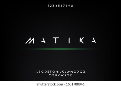Matika, Abstract technology science alphabet font. digital space typography vector illustration design