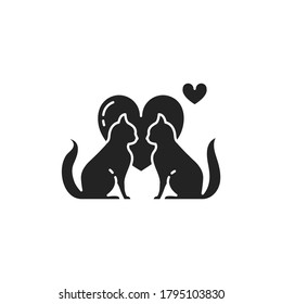 Icono de glifo negro de animales apareados. Combinación de dos individuos animales, sirviendo a la reproducción. Pictograma para página web, aplicación móvil, promoción. elemento de diseño de interfaz gráfica de usuario (GUI) de UI UX.