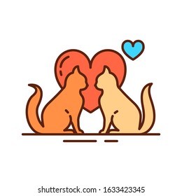 Mating animals color line icon. Combination of two animal individuals, serving reproduction. Pictogram for web page, mobile app, promo. UI UX GUI design element. Editable stroke.