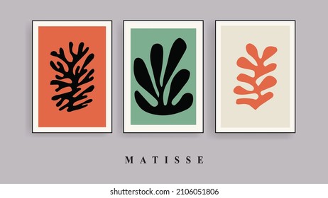 Matisse Abstract Art Set, Aesthetic Modern Art, Boho Decor, Minimalist Art, Illustration, Vector, Poster, Postcard. Collection for decoration. Vector all isolated. Set of abstract trendy creative art.