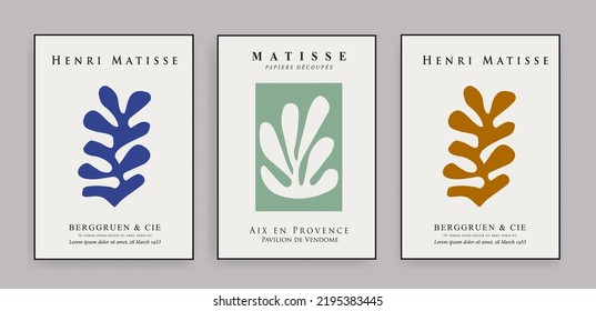 Matisse Abstract Art Set, Aesthetic Modern Art, Boho Decor, Minimalist Art, Illustration, Vector, Poster, Postcard. Collection for decoration. Vector all isolated. Floral abstract trendy creative art.