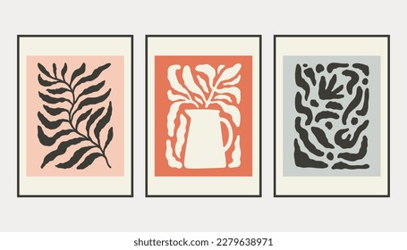 Matisse Abstract Art Set, Aesthetic Modern Art, Boho Decor, Minimalist Art, Illustration, Vector, Poster, Postcard.